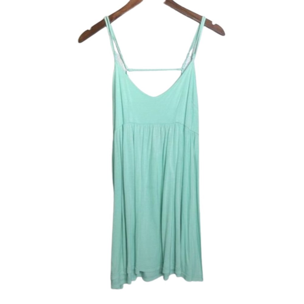 Olivaceous Teal Spaghetti Strap Mini Dress Tunic